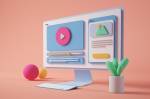 Ilustração de computador com uma página de cursos.
